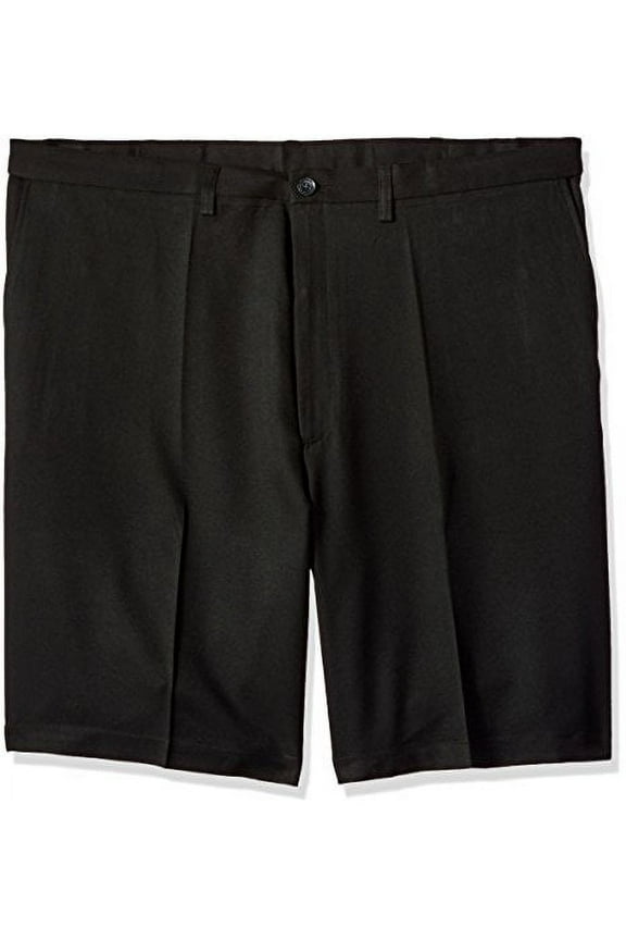 Men's Big and Tall Cool 18 Pro Classic Fit Stretch Flat Front Short, Black, 60
