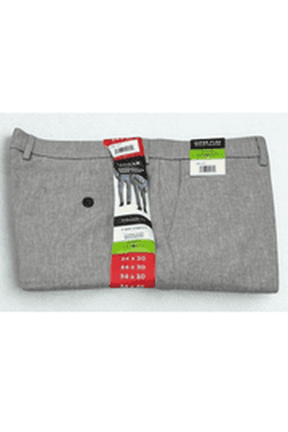Men’s Comfort Performance Stretch Straight Fit Dress Pants, Gray, Size 34x30