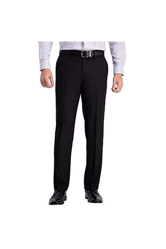 Men's Comfort Performance Stretch Straight Fit Pant with Super Flex Waistband (32W x 34L, Black)