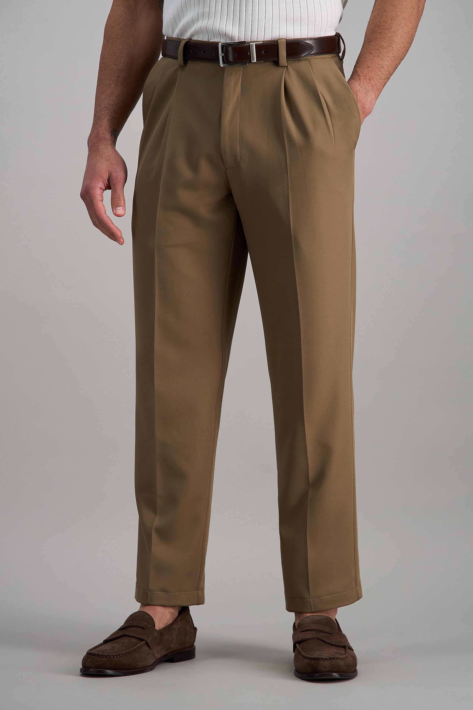 Haggar Men's Big & Tall Cool 18 Pro Pleat Front Short, Khaki, 48