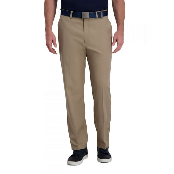 Men's Haggar® Cool Right® Performance Flex Classic-Fit Flat-Front Pants Color: Khaki Size: 34X29