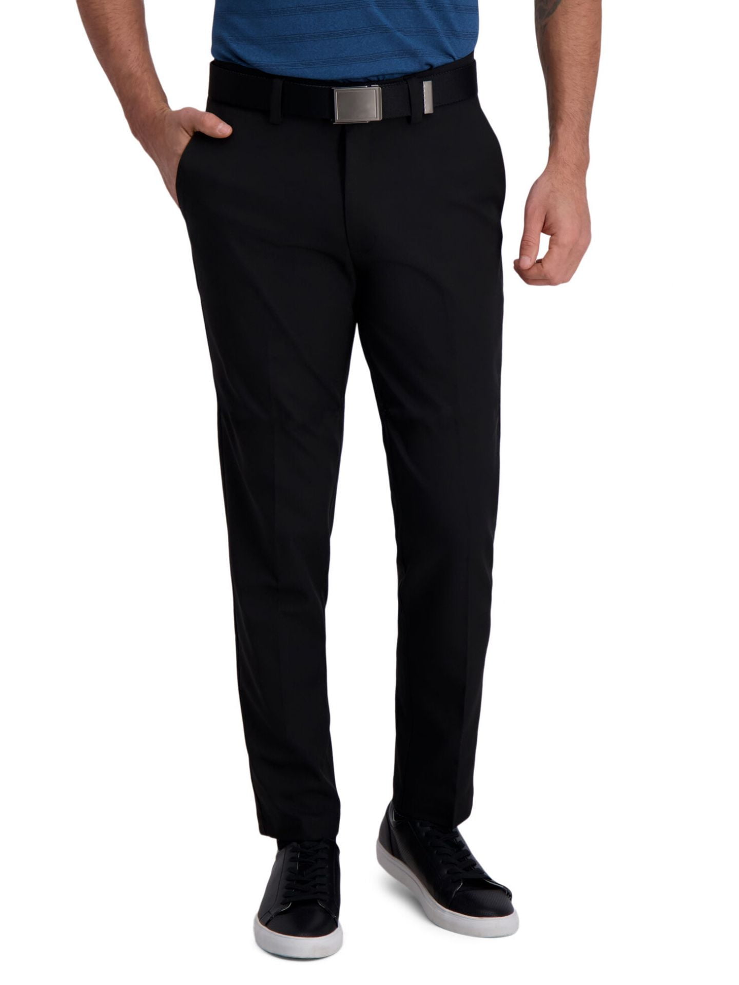 Haggar Men's Cool Right Performance Flex Slim Fit Flat Front Pants ...