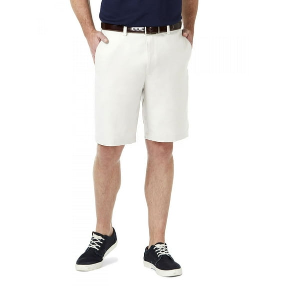 Haggar Men's Cool18 Pro Stretch Classic Flat Front Shorts, White, 44