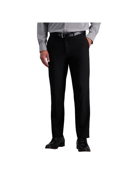 Men's Dress Pant Straight Fit Stretch Trousers Super Flex Waistband, Black
