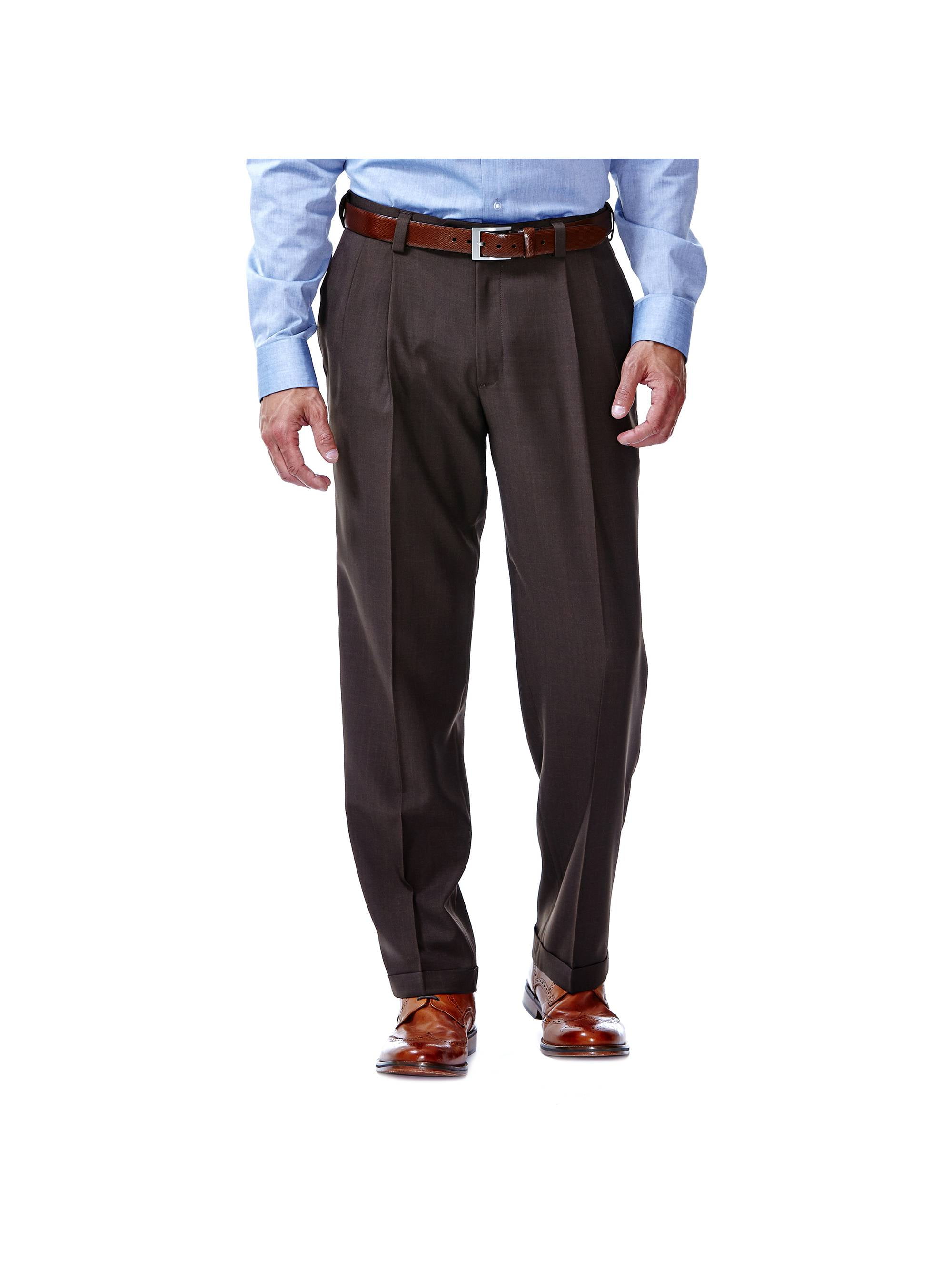 Haggar Men's E-CLO Stria Pleat Front Dress Pant Classic Fit