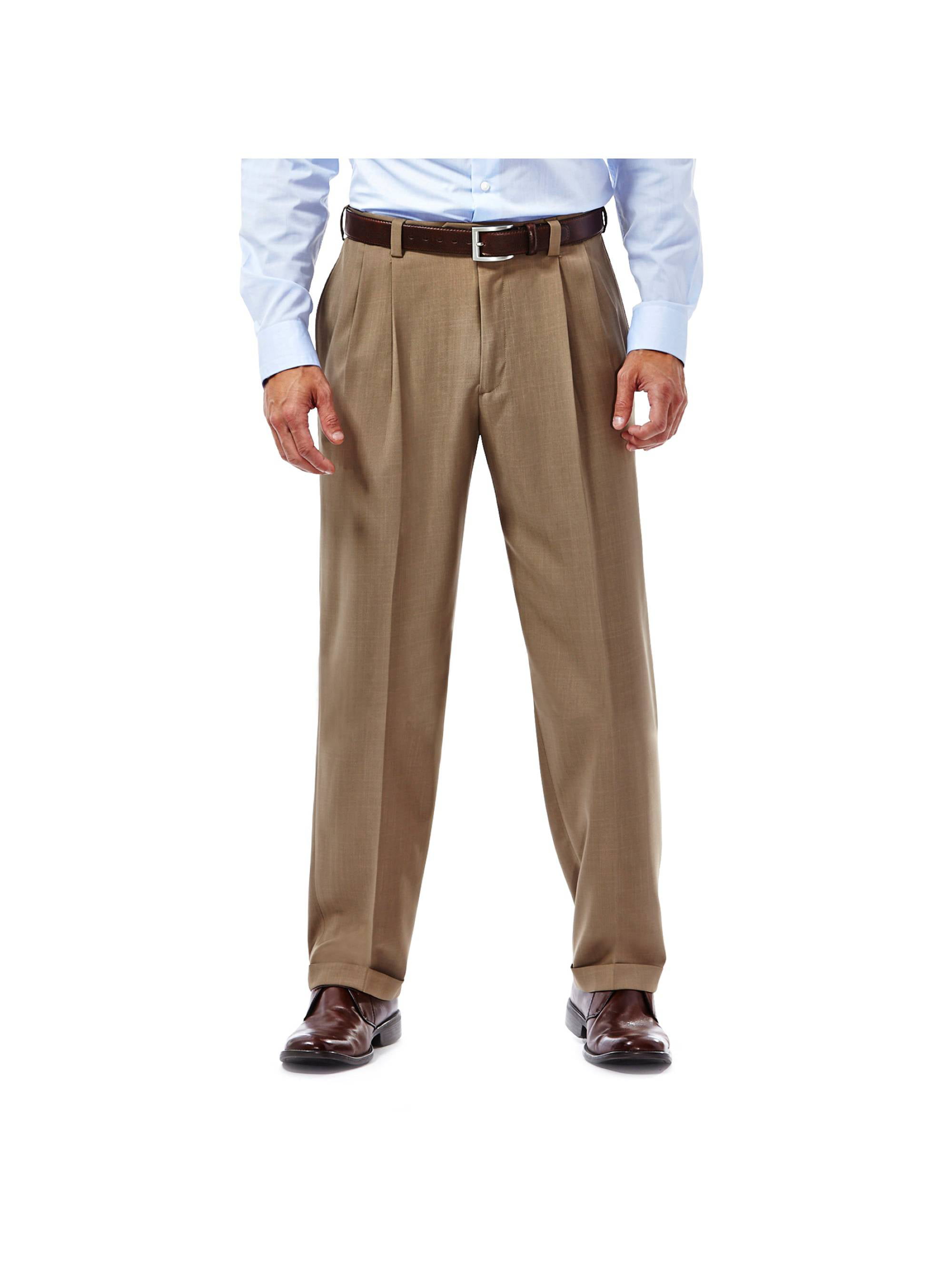 Haggar Men's E-CLO Stria Pleat Front Dress Pant Classic Fit