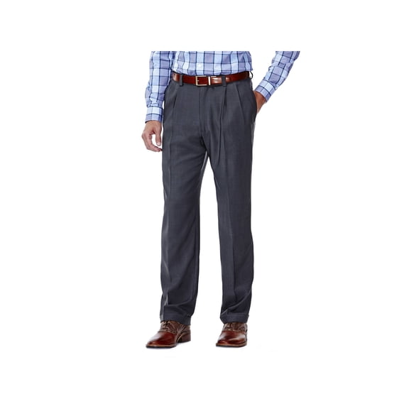 Haggar Men's E-CLO Stria Pleat Front Dress Pant Classic Fit HD00219