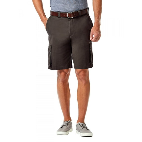 Men's Haggar® 10" Straight-Fit Stretch Cargo Flat-Front Shorts Color: Charcoal Size: 38