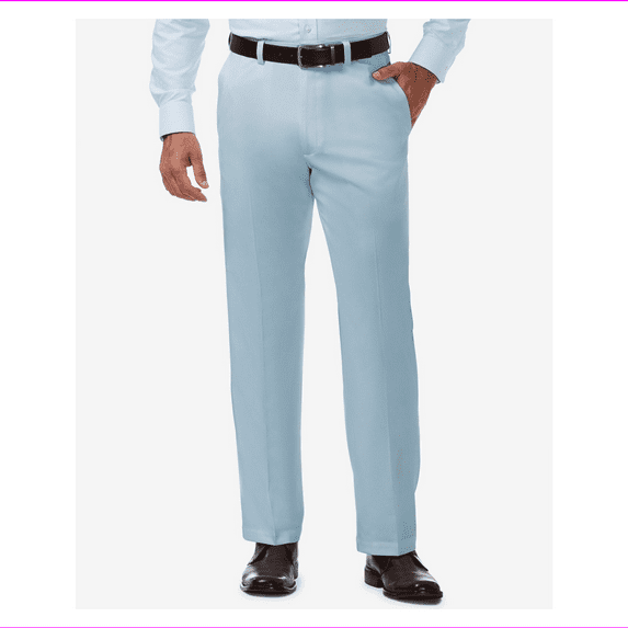 Haggar Men's In Motion Performance Straight Fit Stretch Pants 38W-30L/Light Blue