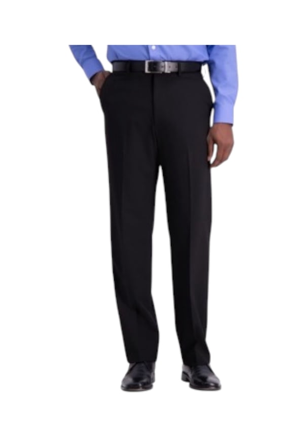 Men's J.M. 4-Way Stretch Classic Fit Flat Dress Pants 34 x 29 Black Solid