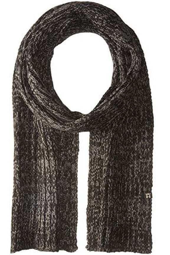 Men's Marled Yarn Scarf, Black, One Size