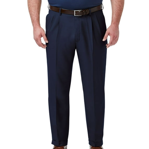 Haggar Men's Pants 50X32 B&T Classic Fit Wrinkle-Free Dress Blue 50