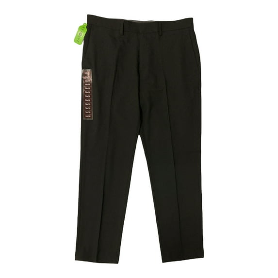 Haggar Men's Performance Comfort Stretch Flat Front Dress Pant, Straight Fit (Black, 42x30)