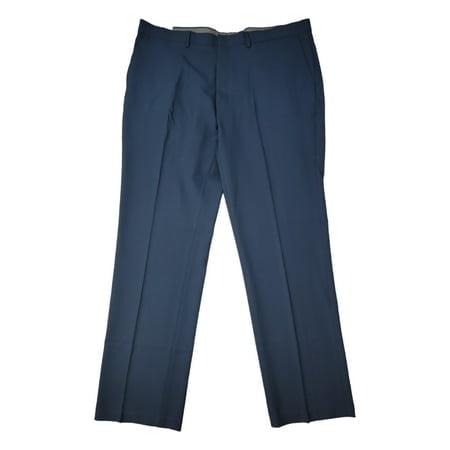 Haggar Men's Performance Comfort Stretch Flat Front Dress Pant, Straight Fit (Blue, 40x32)