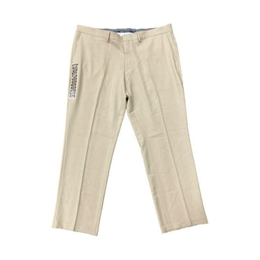 Haggar Men's Performance Comfort Stretch Flat Front Dress Pant, Straight Fit (Med Khaki, 36x32)