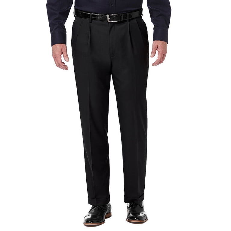 Haggar Mens Classic fit Dress Lace Pants 44 / 32 Black Solid