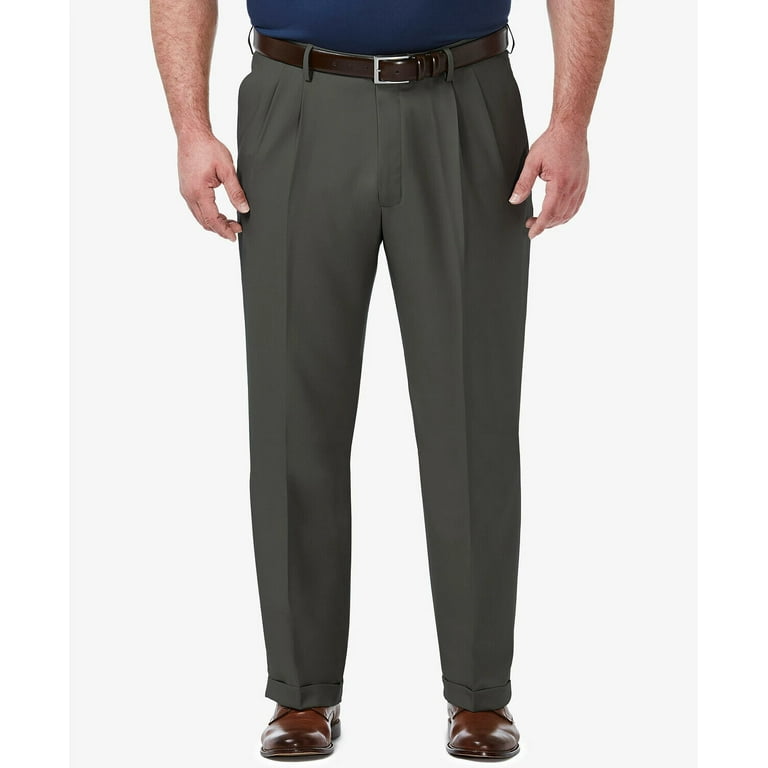 Haggar Men's Premium Comfort Stretch Classic-Fit Pleated Pants Charcoal  38/31 