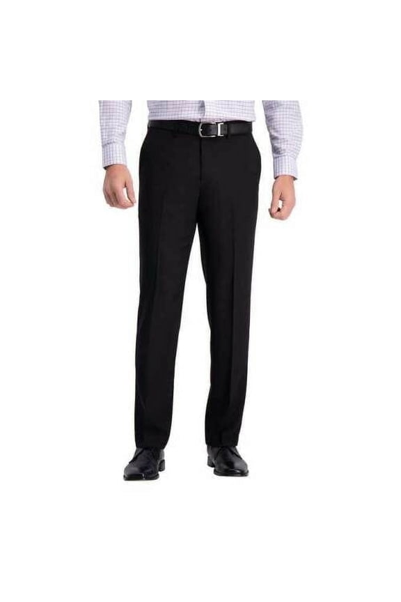 Men's Premium Comfort Stretch Khaki Straight Fit Dress Pant Flat Front, Black, Size 36W x 29L