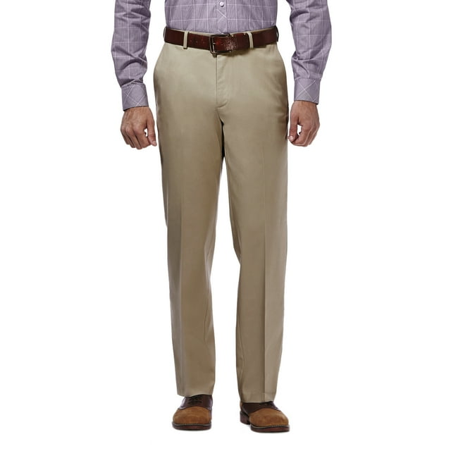 Haggar Men's Premium No Iron Khaki Flat Front Pant Classic Fit HC10884