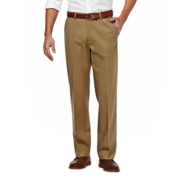 Haggar Men's Premium No Iron Khaki Flat Front Pant Classic Fit HC10884