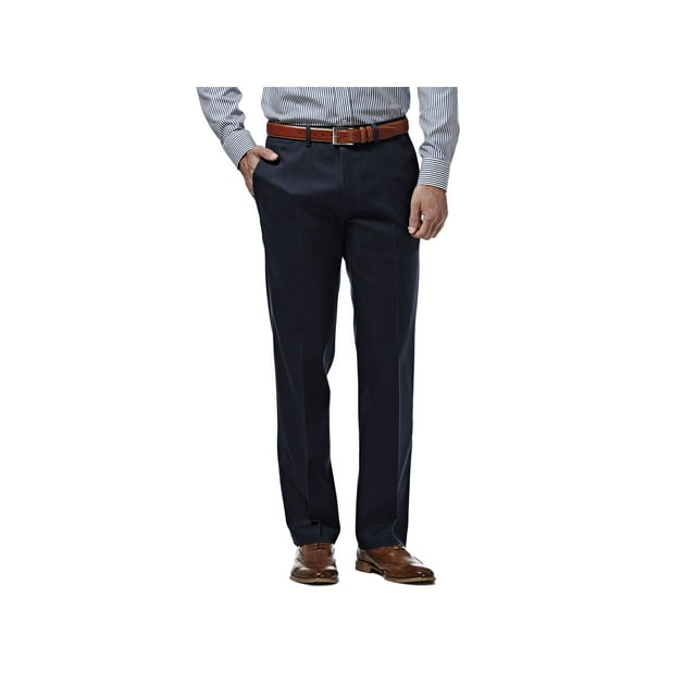Haggar Men's Premium No Iron Khaki Flat Front Pant Straight Fit HC10889