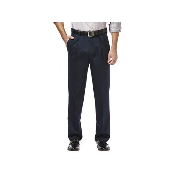 Haggar Men's Premium No Iron Khaki Pleat Front Pant Classic Fit HC10897