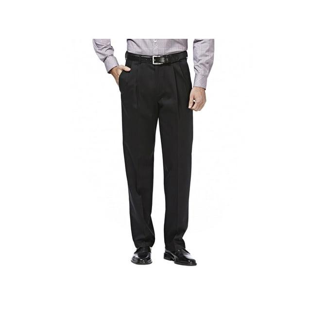 Haggar Men's Premium No Iron Khaki Pleat Front Pant Classic Fit HC10897