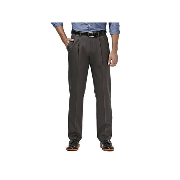 Haggar Men's Premium No Iron Khaki Pleat Front Pant Classic Fit HC10897
