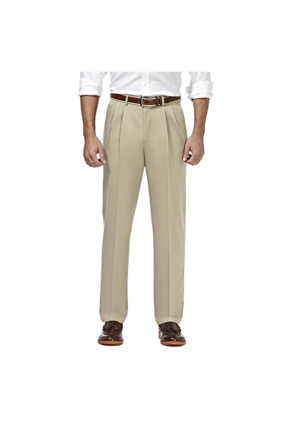 Men's Premium No Iron Khaki Pleat Front Pant Classic Fit HC10897