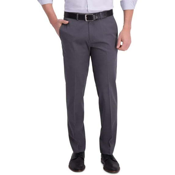 Haggar Men's Straight Fit Premium No Iron Pant (Dark Grey, 36x30)