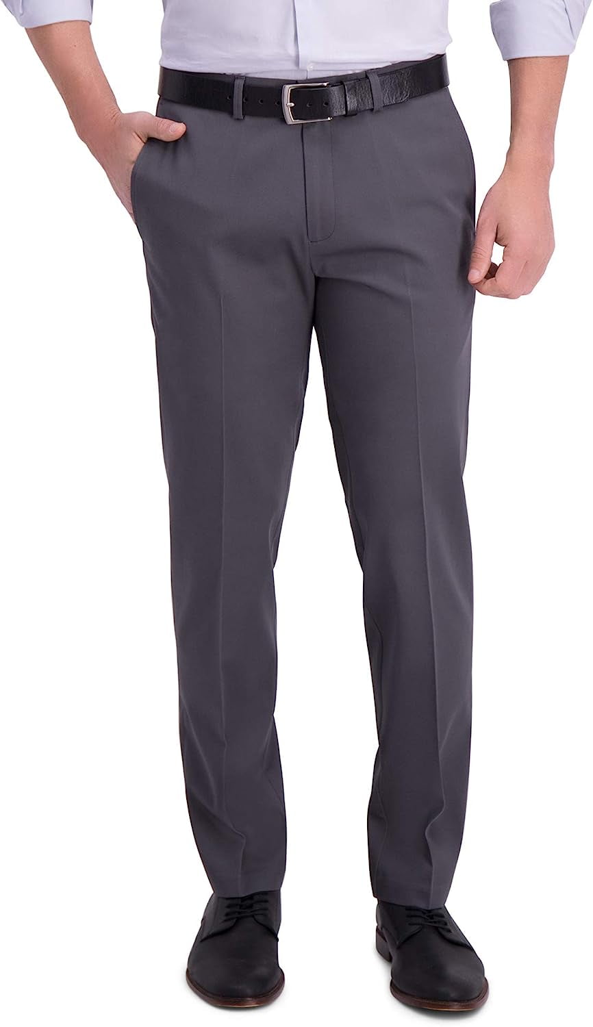 Haggar Men's Straight Fit Premium No Iron Pant (Dark Grey, 38W x 30L ...