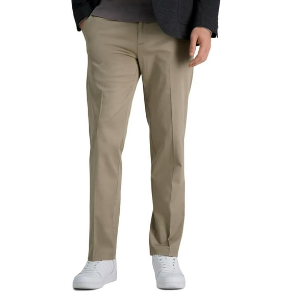 Haggar Men's Straight Fit Premium No Iron Pant (Medium Khaki, 36x30)