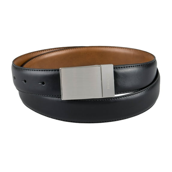 Haggar Men's Stretch Reversible Two-in-One Plaque Buckle Dress Belt