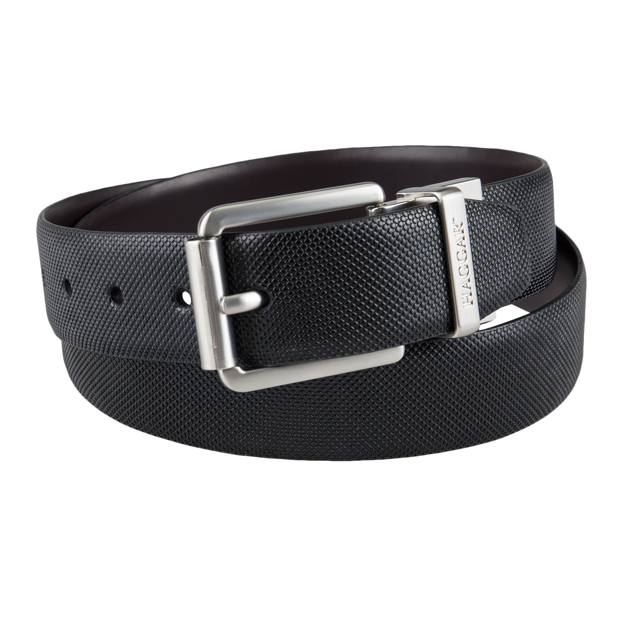 Haggar Men's Textured Reversible Two-in-One Belt