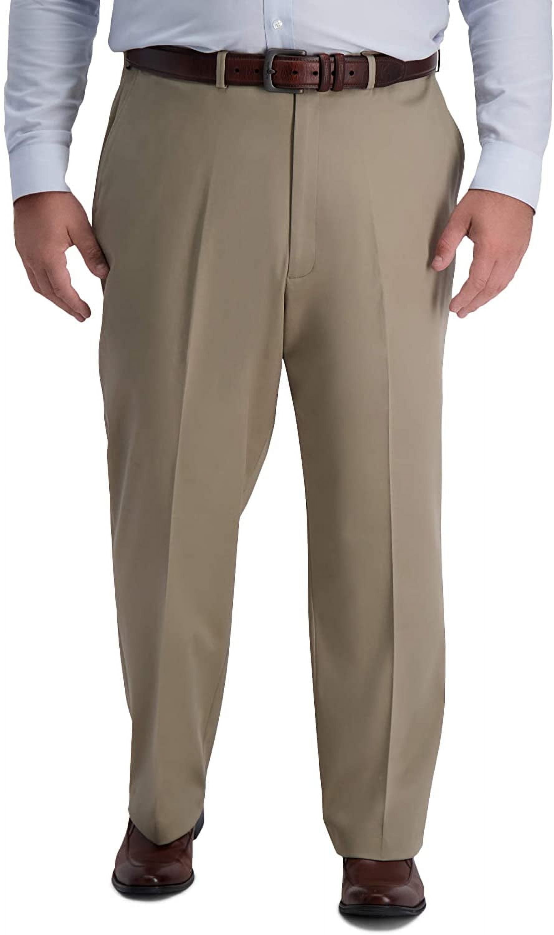 Haggar Men's Iron Free Premium Khaki Classic Fit Flat Front Expandable Waist Pant Black 44 X 29 B07nxjjrwx