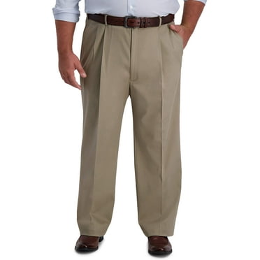 Haggar Mens BT Iron Free Premium Khaki Classic Fit Pleat Front Expandable Waist Pant Medium Khaki 54W x 34L