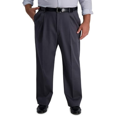 Haggar Mens BT Iron Free Premium Khaki Classic Fit Pleat Front Expandable Waist Pant