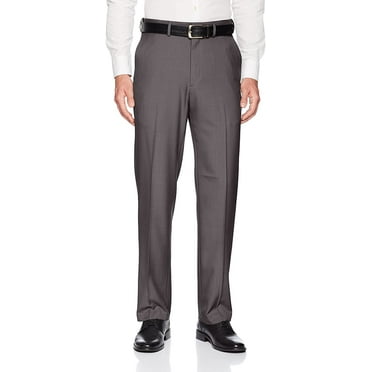 Haggar Mens BT Premium Comfort Classic Fit Flat Front Expandable Waist Pant 44W x 30L Medium Grey