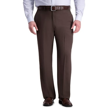 Haggar Mens BT Premium Comfort Classic Fit Flat Front Expandable Waist Pant 58W x 30L Dark Chocolate