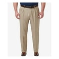 thumbnail image 1 of Haggar Mens Big & Tall Classic Fit Wrinkle Free Dress Pants Beige 46/34, 1 of 2
