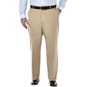 HAGGAR Mens Big-Tall Premium No Iron Khaki Classic-Fit Expandable-Waist Plain-Front Pant 46W x 30L Khaki