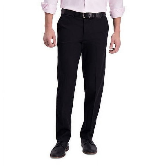 Haggar Mens Classic fit Dress Pants 33 / 32 Black Solid Stretch