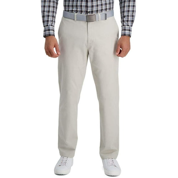 Haggar Mens Comfort Straight Fit Flat Front Flex Khaki Chino Pants 32W x 34L String