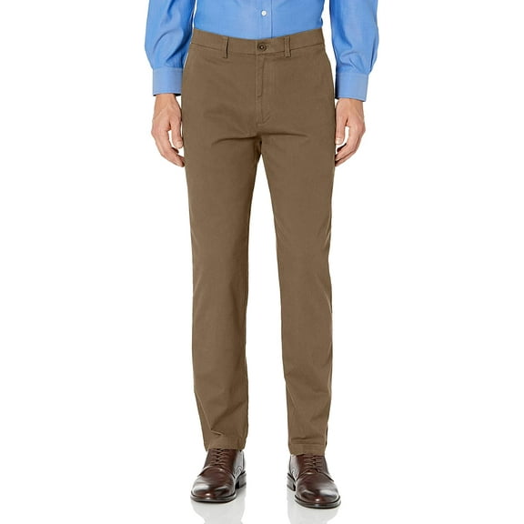 Haggar Mens Comfort Straight Fit Flat Front Flex Khaki Chino Pants 38W x 30L Khaki