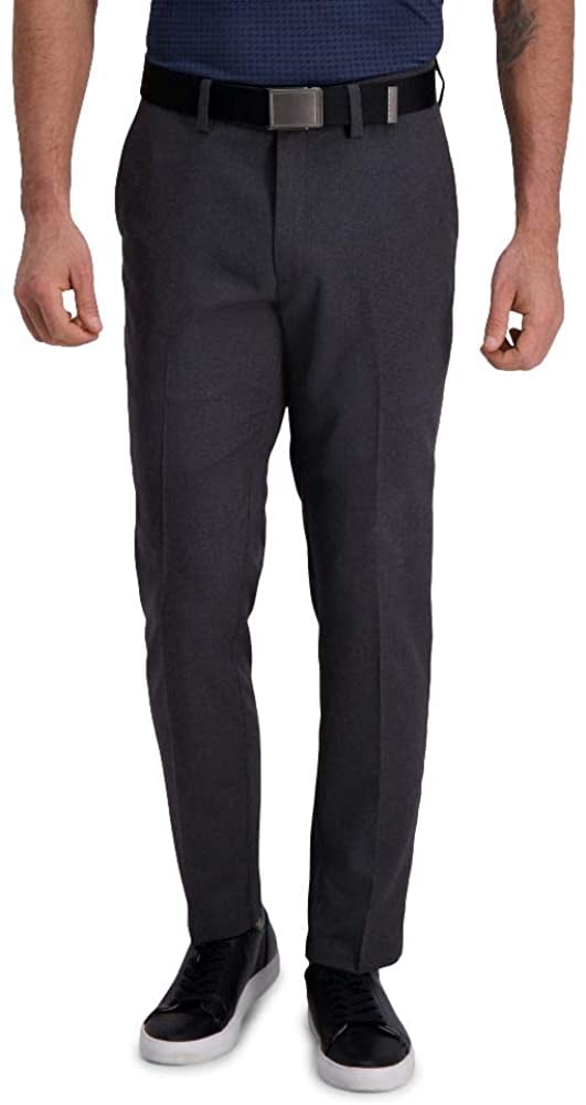 Haggar Mens Cool Right Performance Flex Stria Slim Fit Flat Front Pant ...
