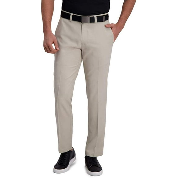 Haggar Mens Cool Right Performance Flex Stria Straight Fit Flat Front Pant 36W x 34L String