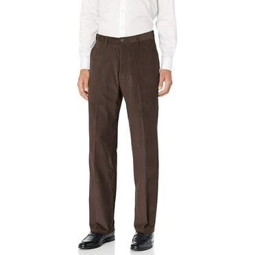 Haggar Mens Corduroy Classic Fit Flat Front Expandable Waistband Pant