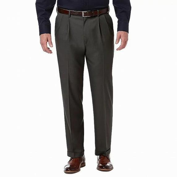 Haggar Mens Dress Pants 36X29 Pleated Classic Fit Stretch
