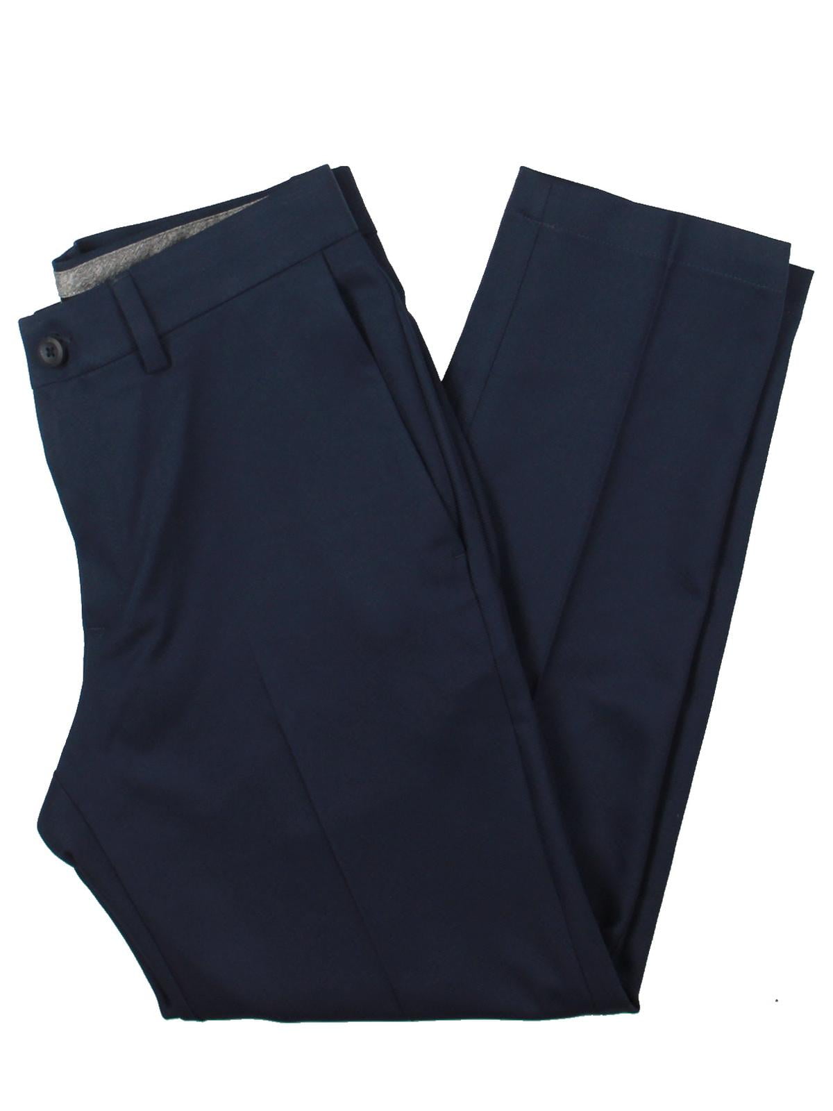 Haggar Mens Gabardine Slim Fit No Iron Dress Pants Navy 32