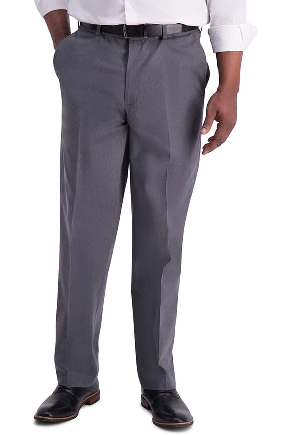 Mens Iron Free Premium Khaki Classic Fit Flat Front Expandable Waist Casual Pant